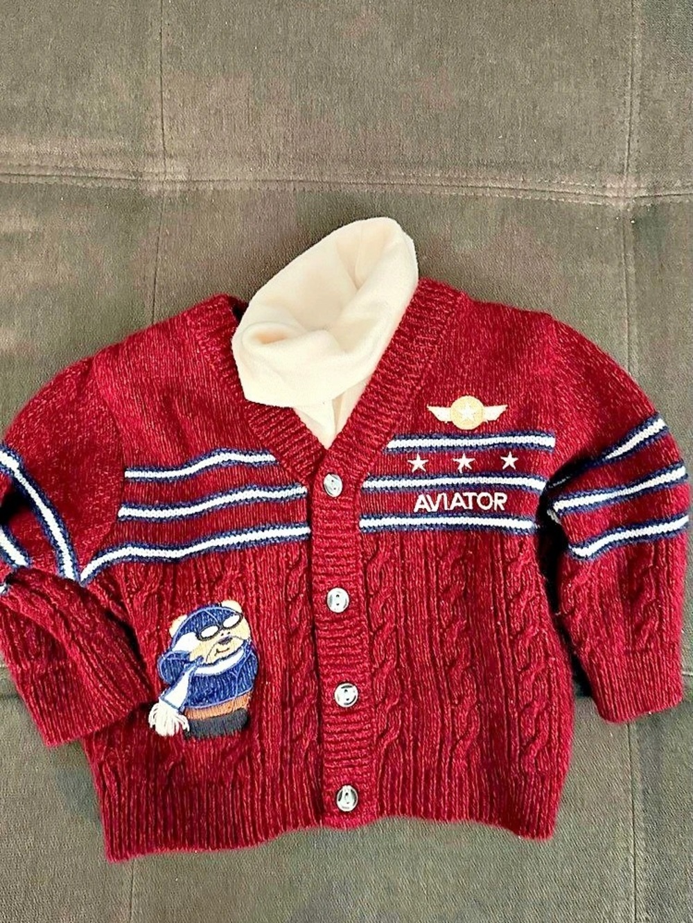 Starting Out Aviator Cardigan Red Baby 12M